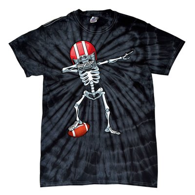 Dabbing Skeleton Football Player Sports Halloween Tie-Dye T-Shirt