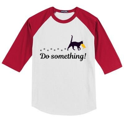 Do Something Funny Cat Trump Hair Presidential Election 2024 Kids Colorblock Raglan Jersey