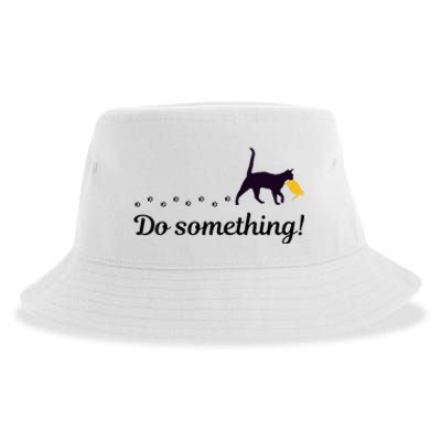 Do Something Funny Cat Trump Hair Presidential Election 2024 Sustainable Bucket Hat