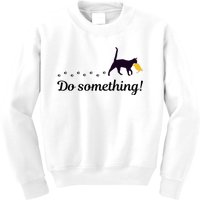 Do Something Funny Cat Trump Hair Presidential Election 2024 Kids Sweatshirt