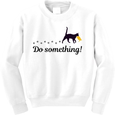 Do Something Funny Cat Trump Hair Presidential Election 2024 Kids Sweatshirt