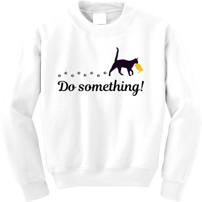 Do Something Funny Cat Trump Hair Presidential Election 2024 Kids Sweatshirt