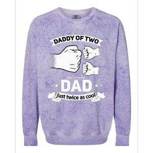 Dad Squared Fathers Day Dad Of Two Cool Daddy Of 2 Colorblast Crewneck Sweatshirt