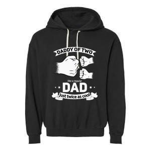 Dad Squared Fathers Day Dad Of Two Cool Daddy Of 2 Garment-Dyed Fleece Hoodie