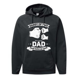 Dad Squared Fathers Day Dad Of Two Cool Daddy Of 2 Performance Fleece Hoodie