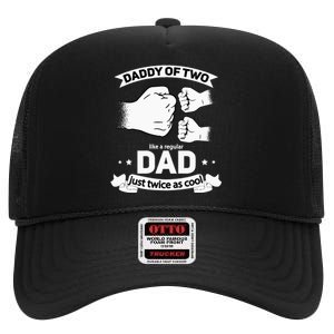 Dad Squared Fathers Day Dad Of Two Cool Daddy Of 2 High Crown Mesh Back Trucker Hat