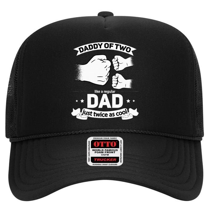 Dad Squared Fathers Day Dad Of Two Cool Daddy Of 2 High Crown Mesh Back Trucker Hat