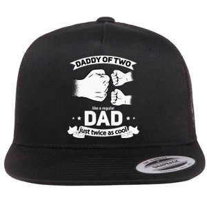 Dad Squared Fathers Day Dad Of Two Cool Daddy Of 2 Flat Bill Trucker Hat