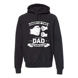 Dad Squared Fathers Day Dad Of Two Cool Daddy Of 2 Premium Hoodie