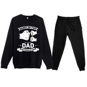 Dad Squared Fathers Day Dad Of Two Cool Daddy Of 2 Premium Crewneck Sweatsuit Set