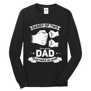 Dad Squared Fathers Day Dad Of Two Cool Daddy Of 2 Tall Long Sleeve T-Shirt