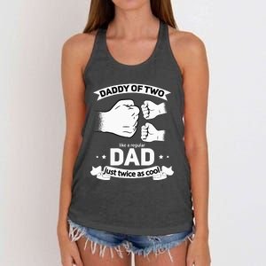 Dad Squared Fathers Day Dad Of Two Cool Daddy Of 2 Women's Knotted Racerback Tank