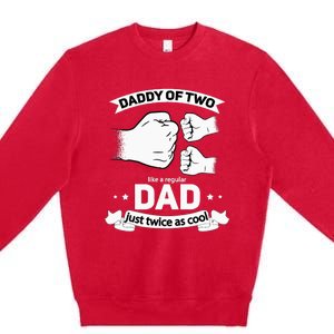 Dad Squared Fathers Day Dad Of Two Cool Daddy Of 2 Premium Crewneck Sweatshirt