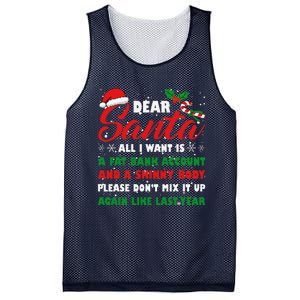 Dear Santa Fat Bank Account Skinny Body Fun Xmas Adult Humor Mesh Reversible Basketball Jersey Tank