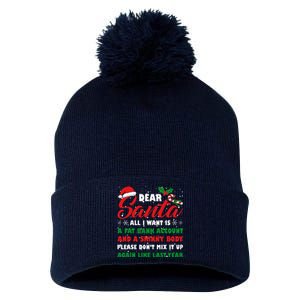 Dear Santa Fat Bank Account Skinny Body Fun Xmas Adult Humor Pom Pom 12in Knit Beanie