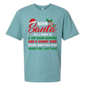 Dear Santa Fat Bank Account Skinny Body Fun Xmas Adult Humor Sueded Cloud Jersey T-Shirt