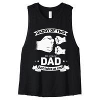 Dad Squared Fathers Day Dad Of Two Cool Daddy Of 2 Women's Racerback Cropped Tank