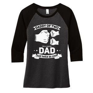 Dad Squared Fathers Day Dad Of Two Cool Daddy Of 2 Women's Tri-Blend 3/4-Sleeve Raglan Shirt