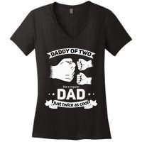 Dad Squared Fathers Day Dad Of Two Cool Daddy Of 2 Women's V-Neck T-Shirt