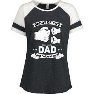 Dad Squared Fathers Day Dad Of Two Cool Daddy Of 2 Enza Ladies Jersey Colorblock Tee