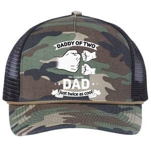 Dad Squared Fathers Day Dad Of Two Cool Daddy Of 2 Retro Rope Trucker Hat Cap