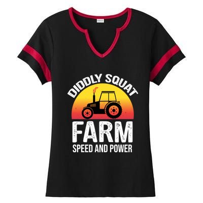 Diddly Squat Farm Speed And Power Gift Funny Tractor Gift Ladies Halftime Notch Neck Tee