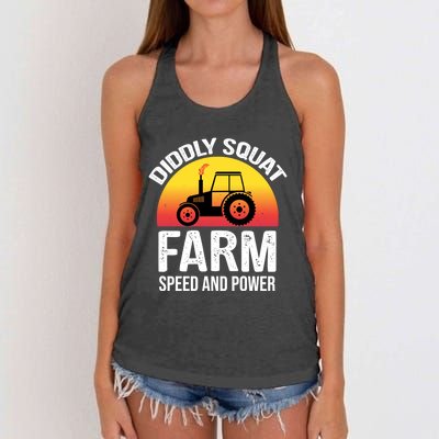 Diddly Squat Farm Speed And Power Gift Funny Tractor Gift Women's Knotted Racerback Tank