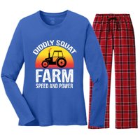 Diddly Squat Farm Speed And Power Gift Funny Tractor Gift Women's Long Sleeve Flannel Pajama Set 