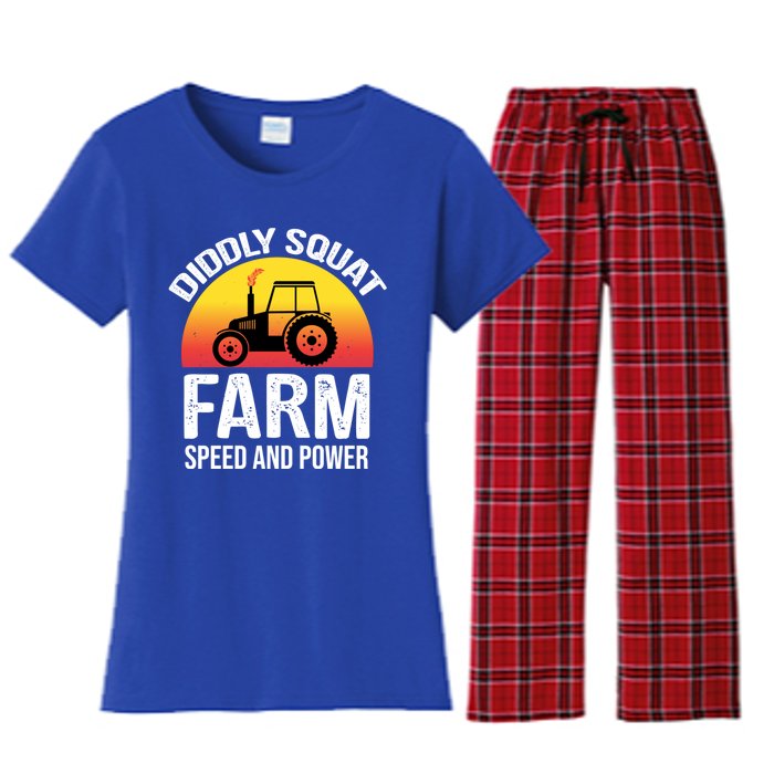 Diddly Squat Farm Speed And Power Gift Funny Tractor Gift Women's Flannel Pajama Set