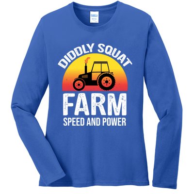 Diddly Squat Farm Speed And Power Gift Funny Tractor Gift Ladies Long Sleeve Shirt