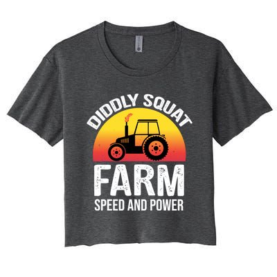 Diddly Squat Farm Speed And Power Gift Funny Tractor Gift Women's Crop Top Tee