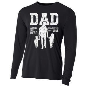 Dad Sons First Hero Daughter Love For FatherS Day Cooling Performance Long Sleeve Crew