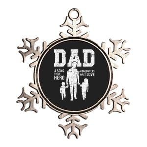 Dad Sons First Hero Daughter Love For FatherS Day Metallic Star Ornament