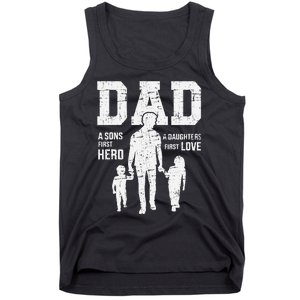 Dad Sons First Hero Daughter Love For FatherS Day Tank Top