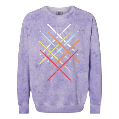 Drum Stick Gift For Drummer Drum Player Colorblast Crewneck Sweatshirt