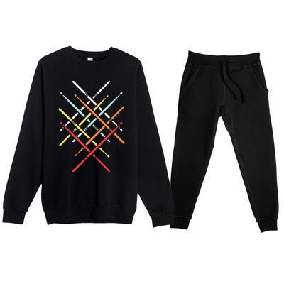 Drum Stick Gift For Drummer Drum Player Premium Crewneck Sweatsuit Set