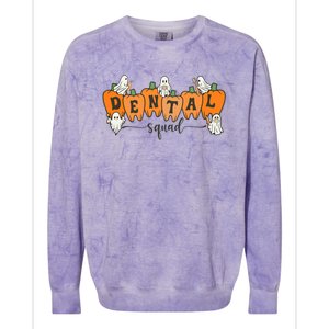 Dental Squad Ghost Pumpkin Dentist Halloween Matching Funny Gift Colorblast Crewneck Sweatshirt