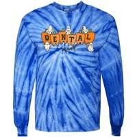 Dental Squad Ghost Pumpkin Dentist Halloween Matching Funny Gift Tie-Dye Long Sleeve Shirt