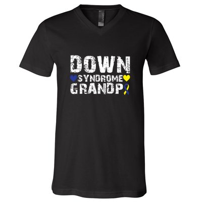 Down Syndrome Grandpa Family Matching For Down Syndrome Awareness Gift V-Neck T-Shirt