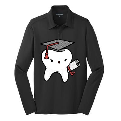 Dentist School Graduate Tooth Funny Gift Silk Touch Performance Long Sleeve Polo