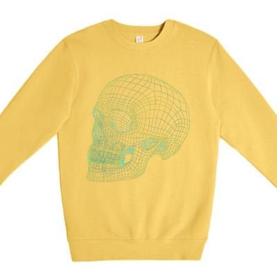 Digital Skull Green Digitized Skull Mesh Pattern Halloween Premium Crewneck Sweatshirt