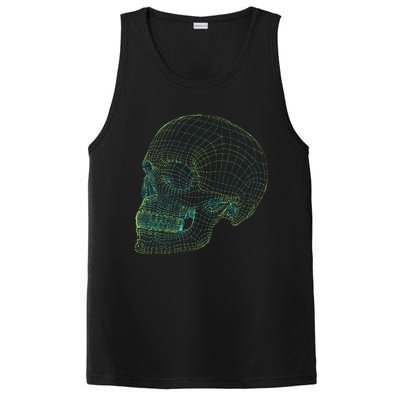 Digital Skull Green Digitized Skull Mesh Pattern Halloween PosiCharge Competitor Tank