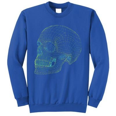 Digital Skull Green Digitized Skull Mesh Pattern Halloween Sweatshirt