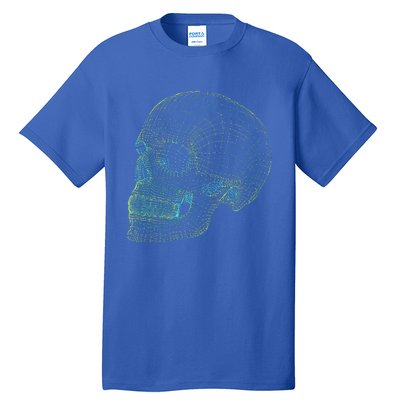 Digital Skull Green Digitized Skull Mesh Pattern Halloween Tall T-Shirt