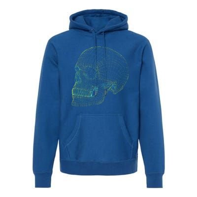 Digital Skull Green Digitized Skull Mesh Pattern Halloween Premium Hoodie