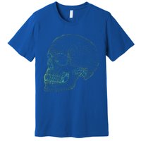 Digital Skull Green Digitized Skull Mesh Pattern Halloween Premium T-Shirt