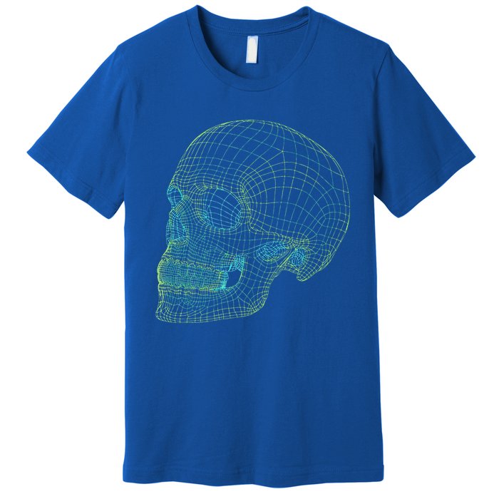 Digital Skull Green Digitized Skull Mesh Pattern Halloween Premium T-Shirt