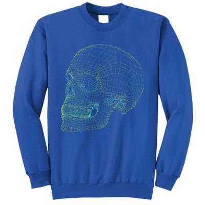 Digital Skull Green Digitized Skull Mesh Pattern Halloween Tall Sweatshirt