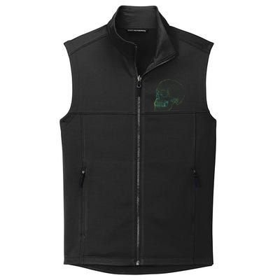 Digital Skull Green Digitized Skull Mesh Pattern Halloween Collective Smooth Fleece Vest