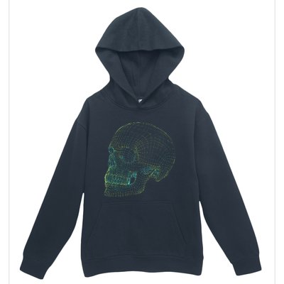 Digital Skull Green Digitized Skull Mesh Pattern Halloween Urban Pullover Hoodie